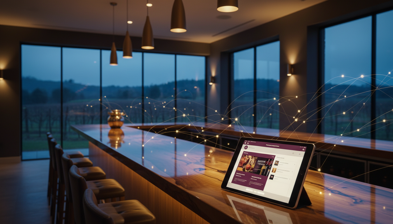 Modern tasting room with connected digital network